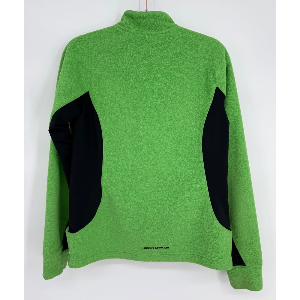 Vintage Under Armour Mens Fleece Full Zip Jacket Green Black Mock Neck Sz L - Picture 4 of 9